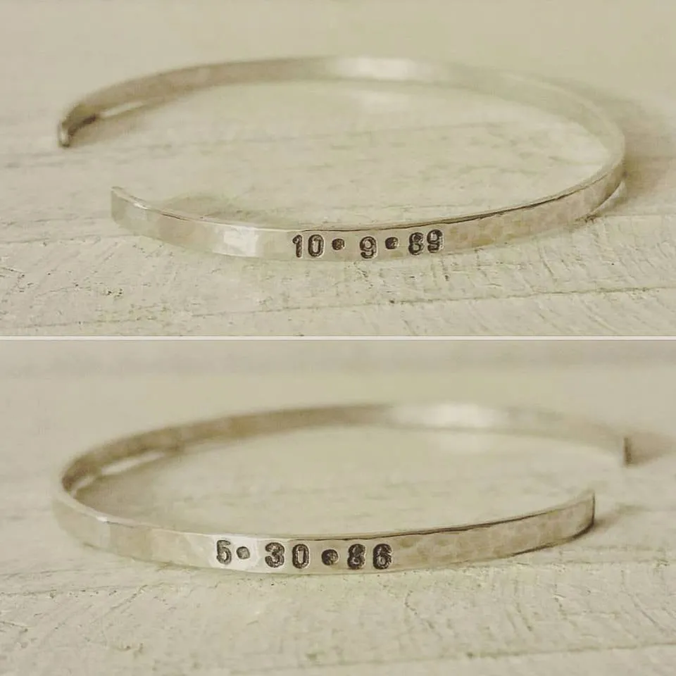 Sterling Silver Hammered Skinny Cuff Bracelet