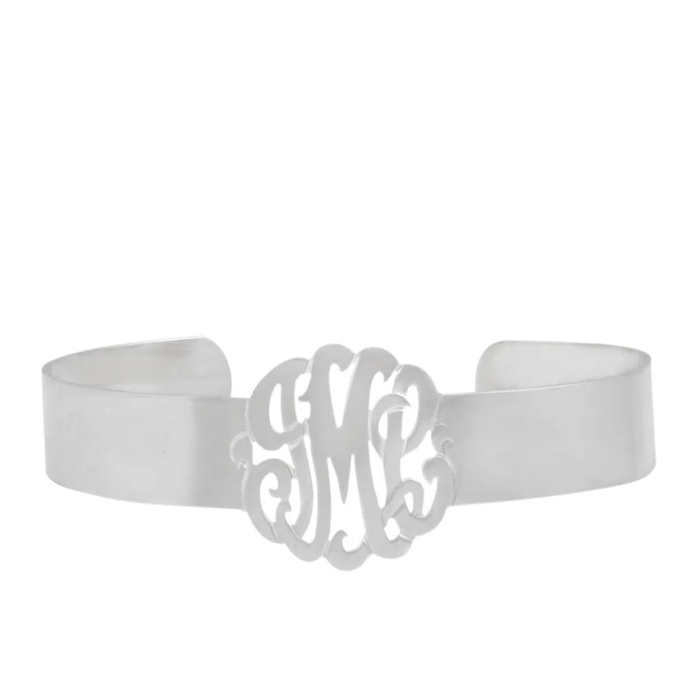 Sterling Silver Monogram Cuff Bracelet by Purple Mermaid Designs