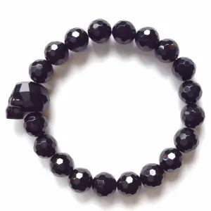 Swarovski Crystal Skull With Onyx Stretch Bracelet
