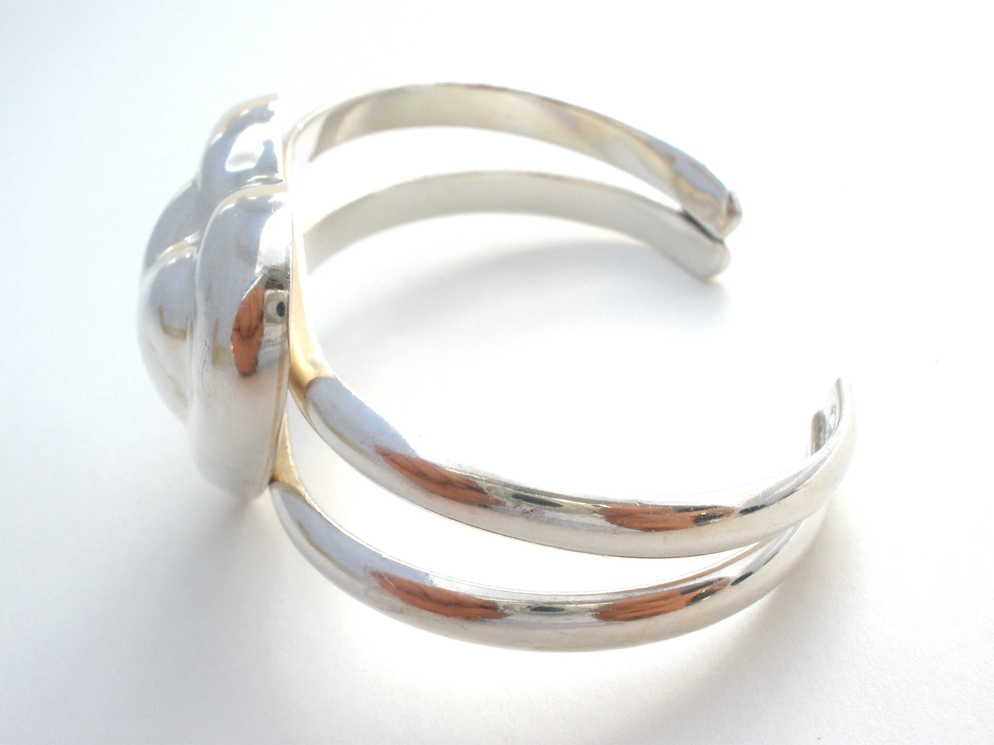 Taxco Sterling Silver Heart Cuff Bracelet Vintage