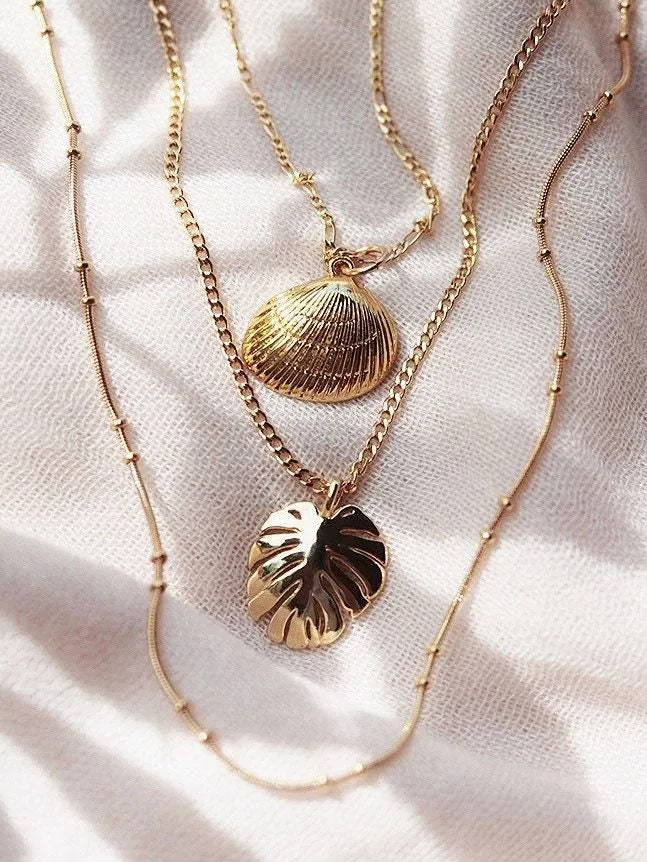 Tropical Pendant Layering Necklace Set