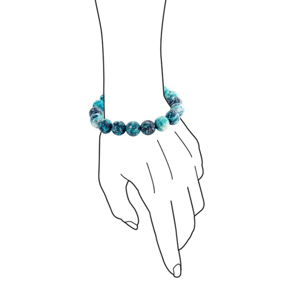Unisex Gemstone Strand Bracelet Turquoise Onyx Tiger Eye Howlite Beads