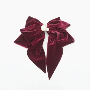 velvet hair bow pearl embellished hair accessory for women