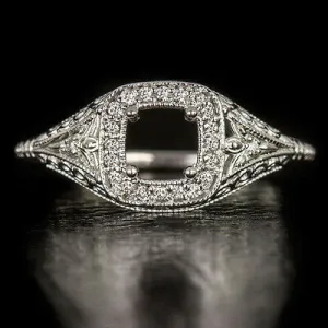 VINTAGE STYLE DIAMOND RING SETTING CUSHION ROUND ENGAGEMENT COCKTAIL FILIGREE