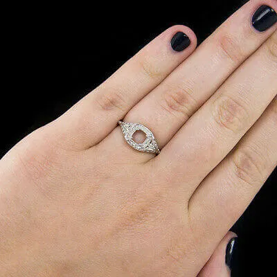VINTAGE STYLE DIAMOND RING SETTING CUSHION ROUND ENGAGEMENT COCKTAIL FILIGREE