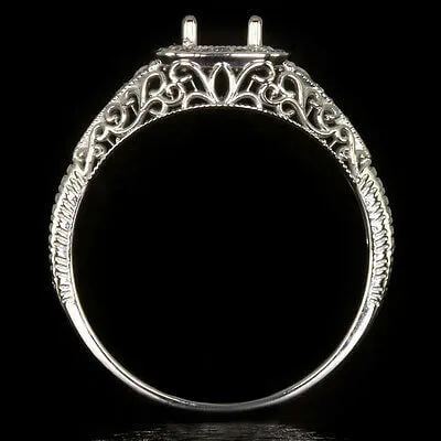 VINTAGE STYLE DIAMOND RING SETTING CUSHION ROUND ENGAGEMENT COCKTAIL FILIGREE