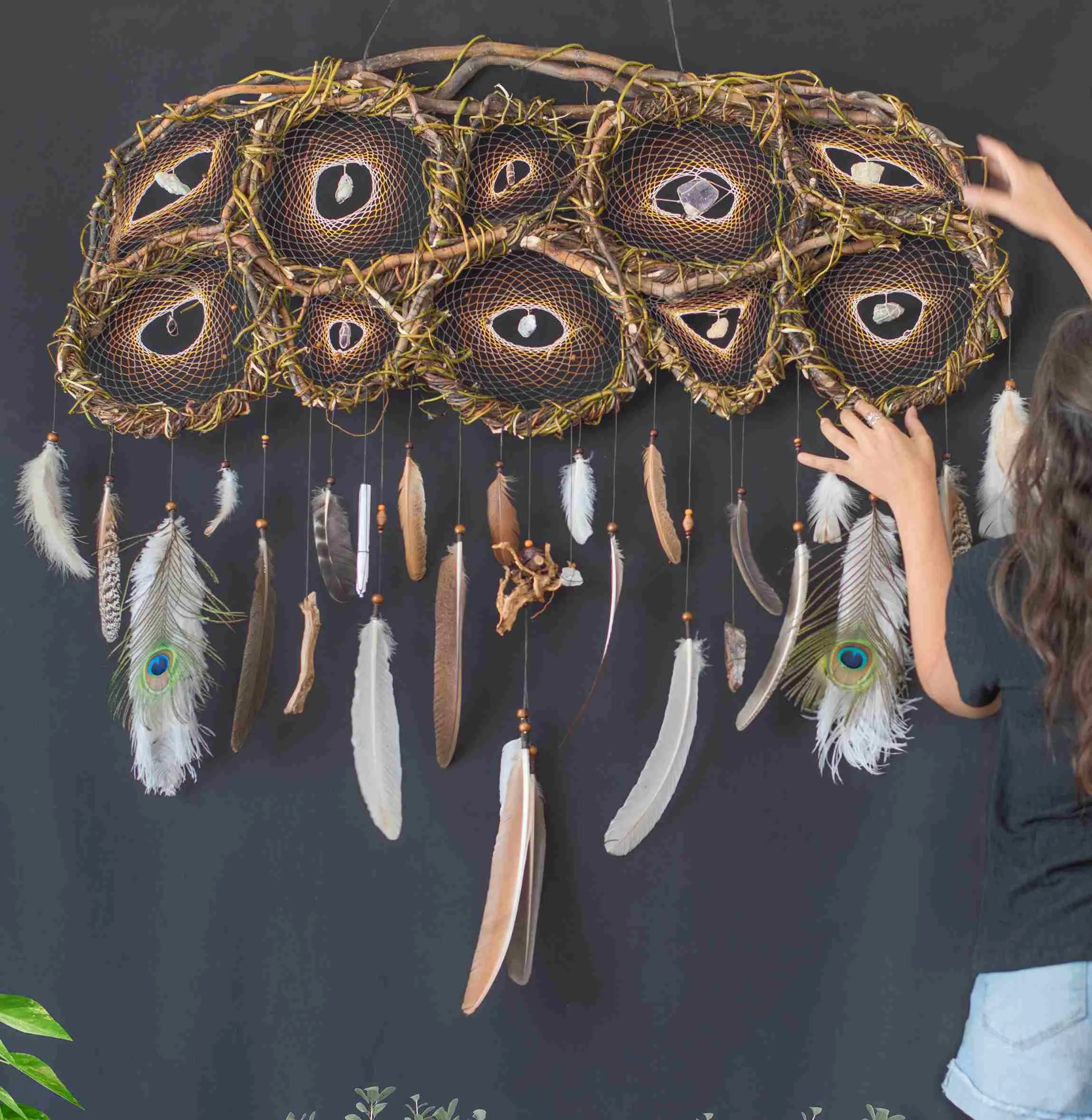 Wall decor over the bed Large Dreamcatcher wall hanging woven tapestry Large natural wall decor dream catcher Wonderful energy, Earthy witch