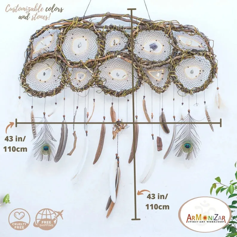 Wall decor over the bed Large Dreamcatcher wall hanging woven tapestry Large natural wall decor dream catcher Wonderful energy, Earthy witch