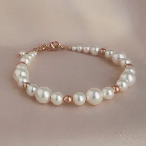White and Rose Gold Pearl Bracelet