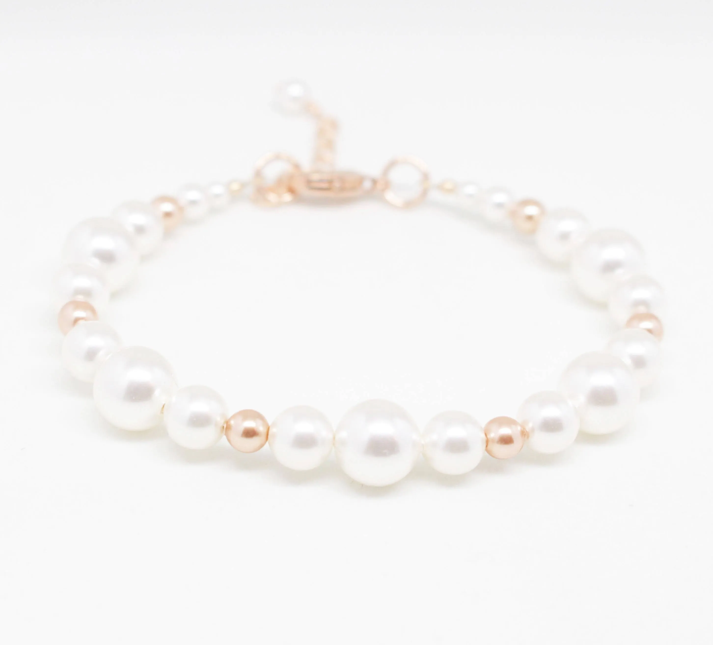 White and Rose Gold Pearl Bracelet