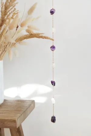 Xander Kostroma Gold Tone Amethyst & Quartz Crystal Window Hanging – 42cm, Natural Healing Crystals for Energy Cleansing & Spiritual Wellness, Perfect for Home Décor & Meditation Spaces